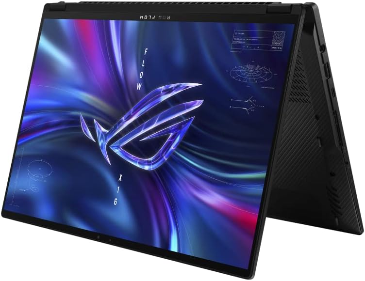 Asus ROG FLOW X16 Gaming laptop 16″ QHD+ 240Hz, 13th gen Intel Core i9-13900H, 16GB DDR5 ram, 1TB SSD, Nvidia Geforce RTX 4060 8GB Graphics, Windows 11, Off Black, Eng-RGB backlit Keyboard