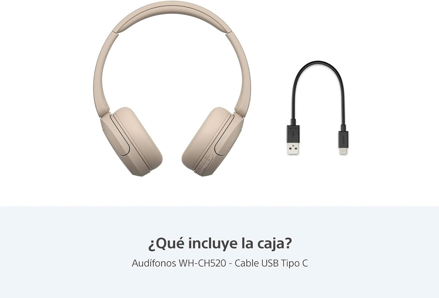 Sony WH-CH520 Wireless Bluetooth On-Ear with Mic for Phone Call, Cream