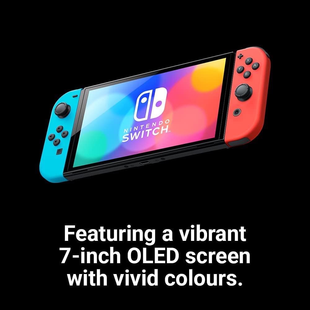 Nintendo Switch (OLED Model), Neon Blue/Neon Red controller, International Version