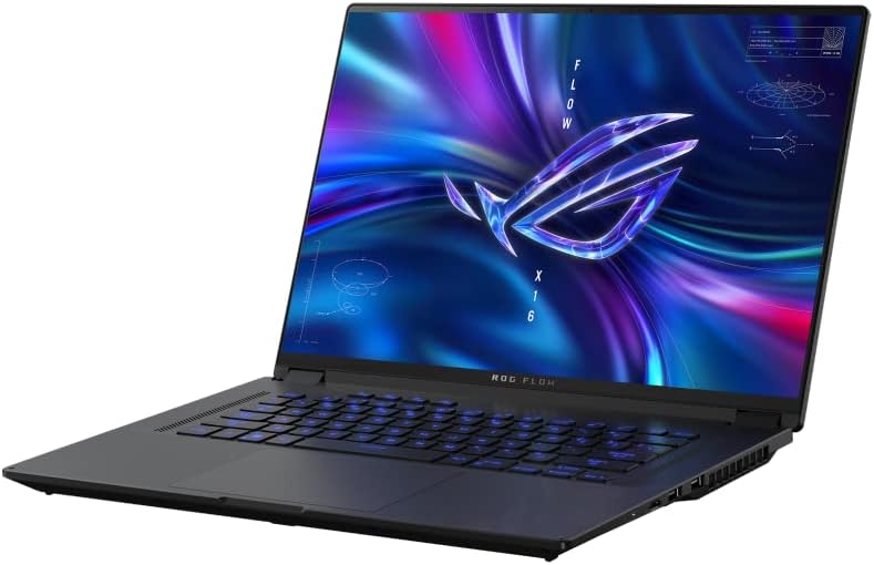 Asus ROG FLOW X16 Gaming laptop 16″ QHD+ 240Hz, 13th gen Intel Core i9-13900H, 16GB DDR5 ram, 1TB SSD, Nvidia Geforce RTX 4060 8GB Graphics, Windows 11, Off Black, Eng-RGB backlit Keyboard