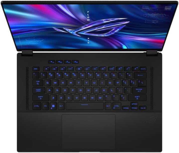 Asus ROG FLOW X16 Gaming laptop 16″ QHD+ 240Hz, 13th gen Intel Core i9-13900H, 16GB DDR5 ram, 1TB SSD, Nvidia Geforce RTX 4060 8GB Graphics, Windows 11, Off Black, Eng-RGB backlit Keyboard