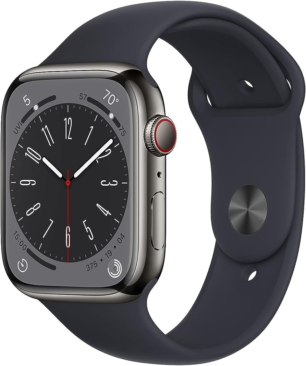 Apple New Apple Watch Series 8 (GPS 45mm) Smart watch - Aluminum Case with Starlight Sport Band - Regular. Fitness Tracker, Blood Oxygen & ECG Apps, Water Resistant