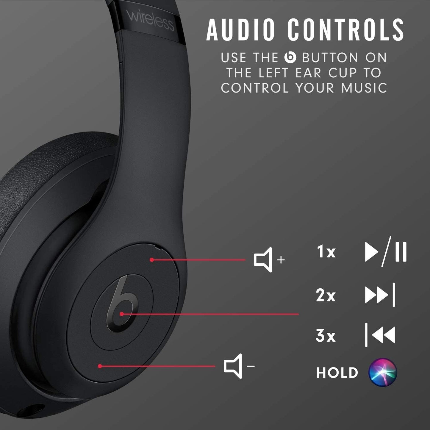 Beats Studio 3 Wireless Noise Cancelling Over-Ear Headphones - Apple W1 Headphone Chip, Class 1 Bluetooth, Active Cancelling, 22 Hours Of Listening Time, Built-in Microphone