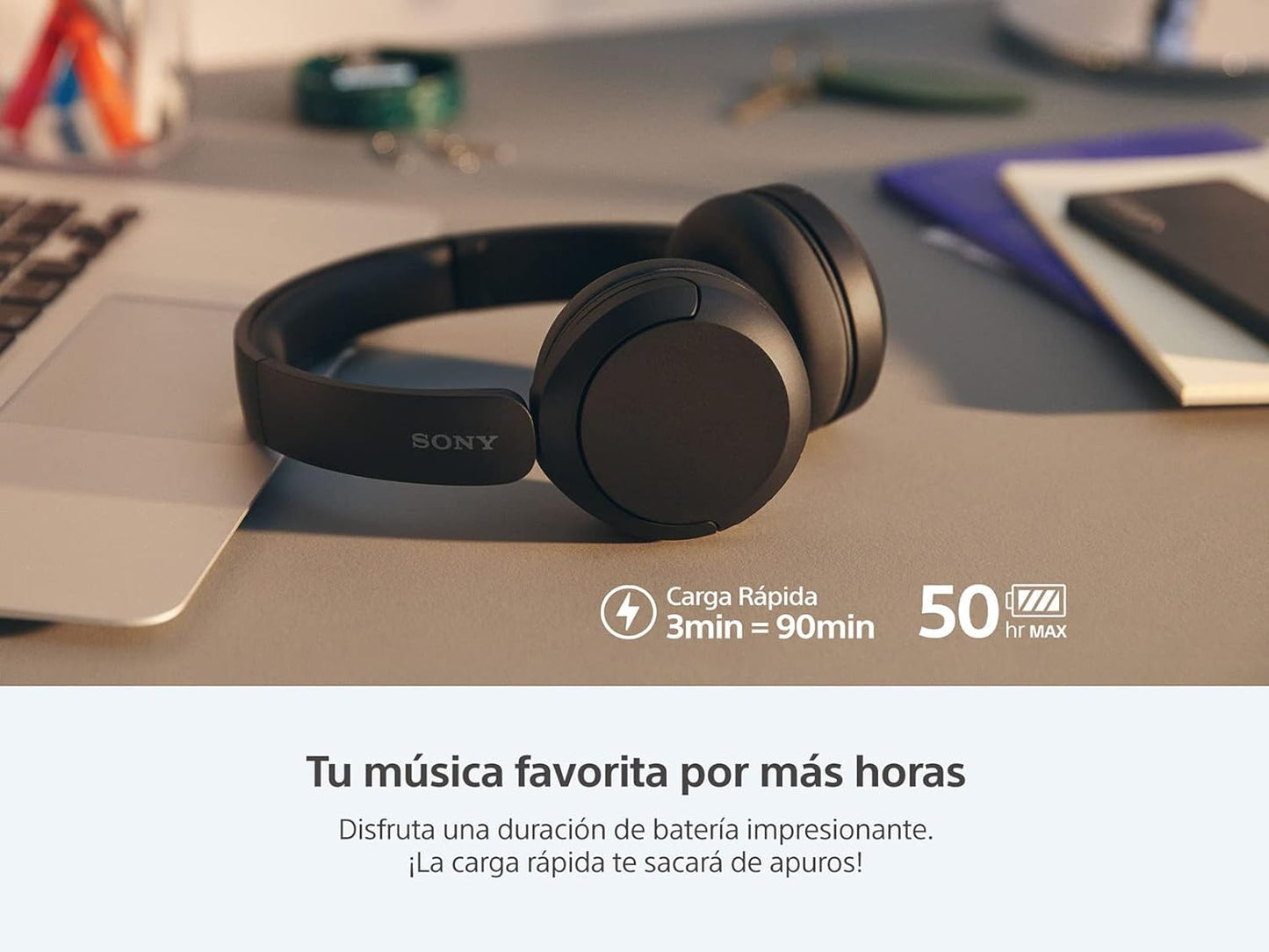 Sony WH-CH520 Wireless Bluetooth On-Ear with Mic for Phone Call, Cream