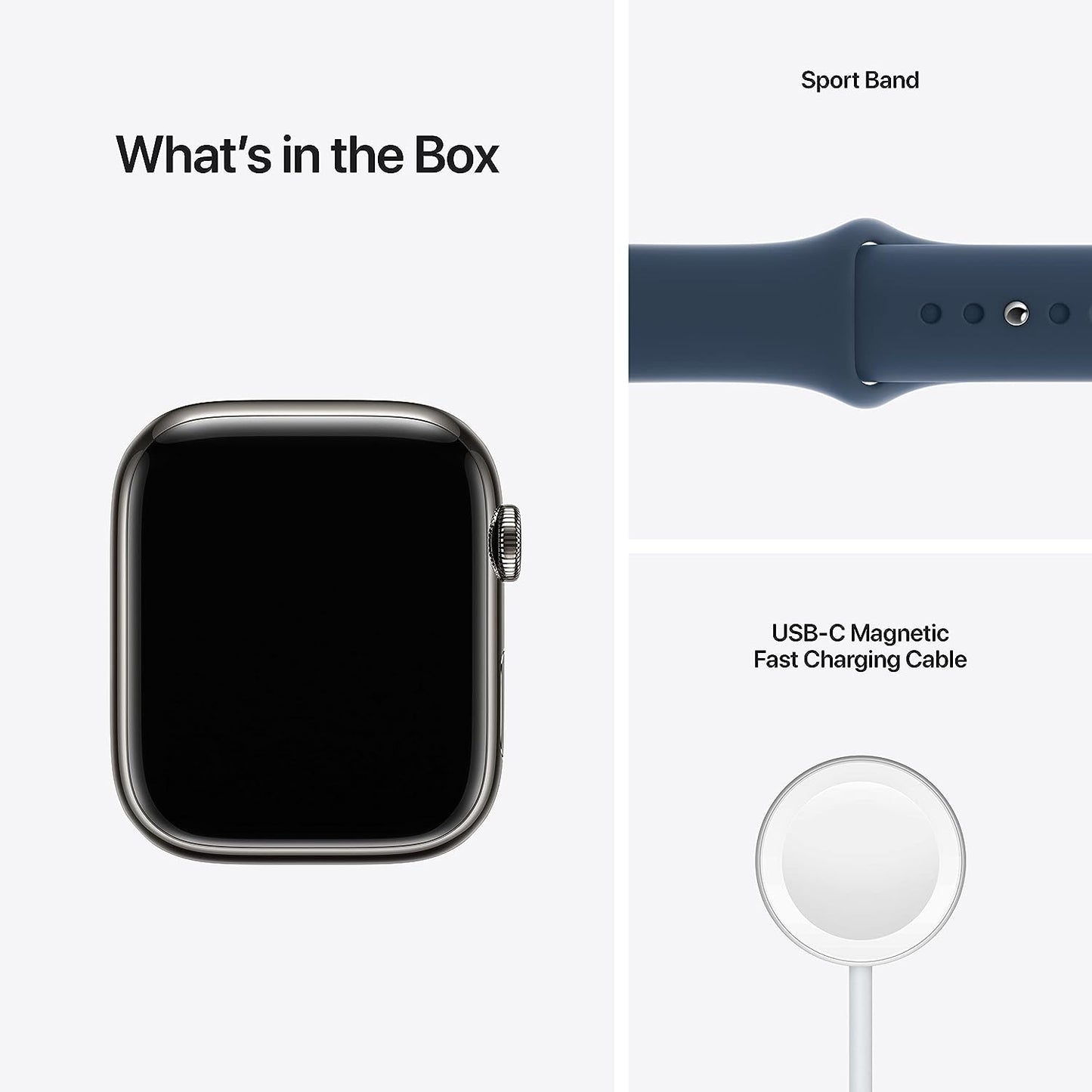 Apple Watch Series 7 (GPS + Cellular, 44mm) Smart watch - Graphite Stainless Steel Case with Abyss Blue Sport Band - Regular. Fitness Tracker, Blood Oxygen & ECG Apps, Water Resistant