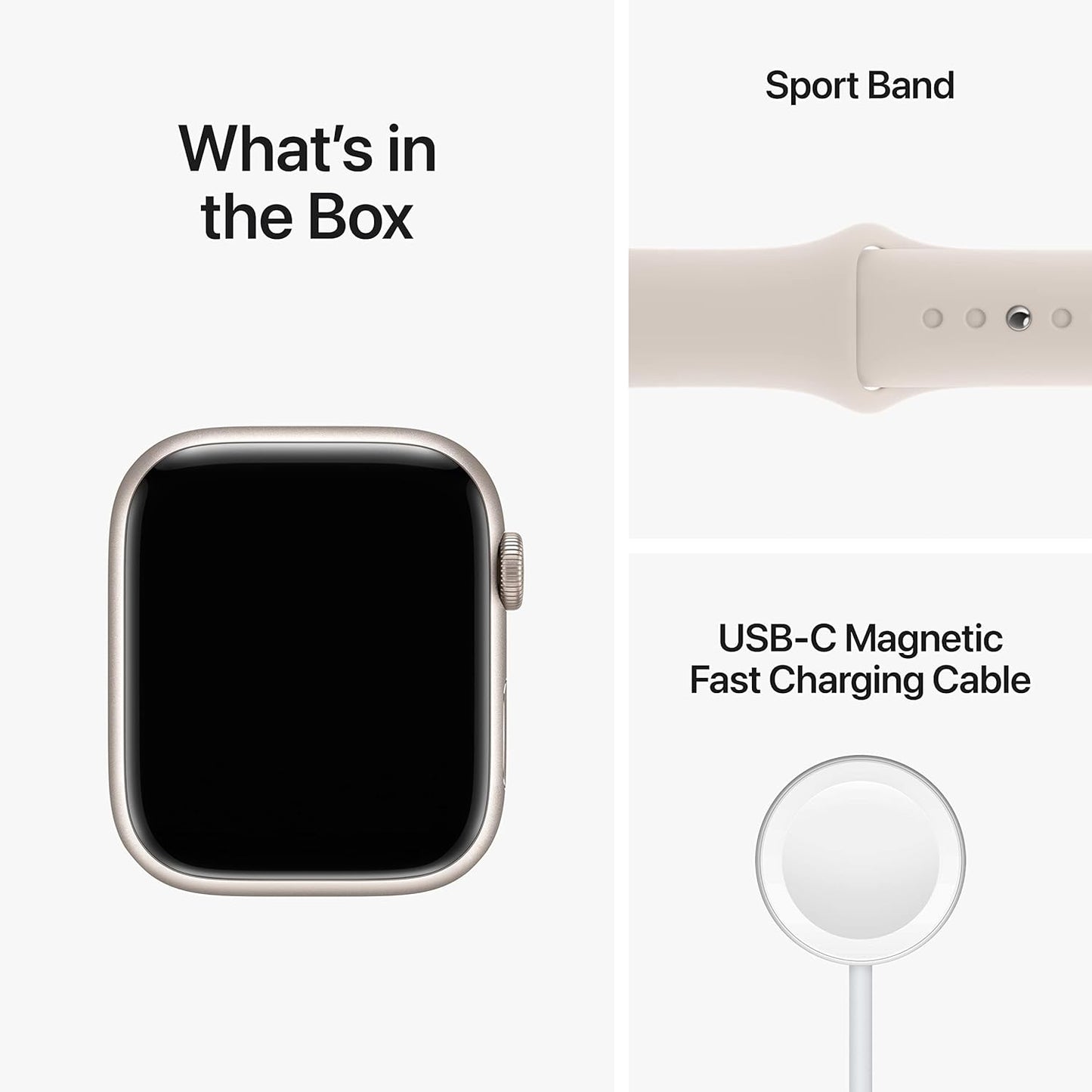 Apple New Apple Watch Series 8 (GPS 45mm) Smart watch - Aluminum Case with Starlight Sport Band - Regular. Fitness Tracker, Blood Oxygen & ECG Apps, Water Resistant