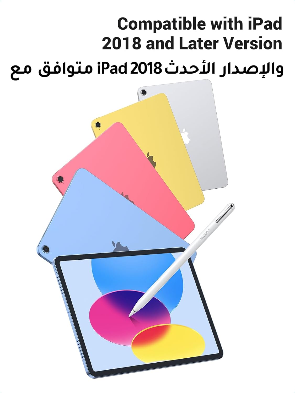 GREEN Stylus Pen for Apple iPad【Tilt Sensitivity】【Strong Magnetic】Palm Rejection, Universal iPad Stylus Pencil 1/2 Generation, iPad Pencil for iPad 2018-2022,iPad, iPad Pro, iPad Air, iPad Mini-White