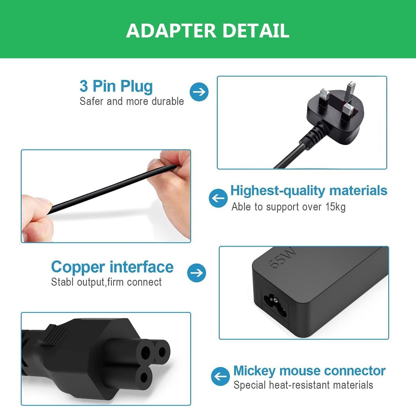 UNIVERSAL 65W USB C Power Adapter compatible With Lenovo Think Pad Yoga, HP chrome book, Dell XPS, ASUS, Acer, HUAWEI, Xiaomi, Samsung and more Type C Devices PD wall Laptop Power supply (Type C Charger)