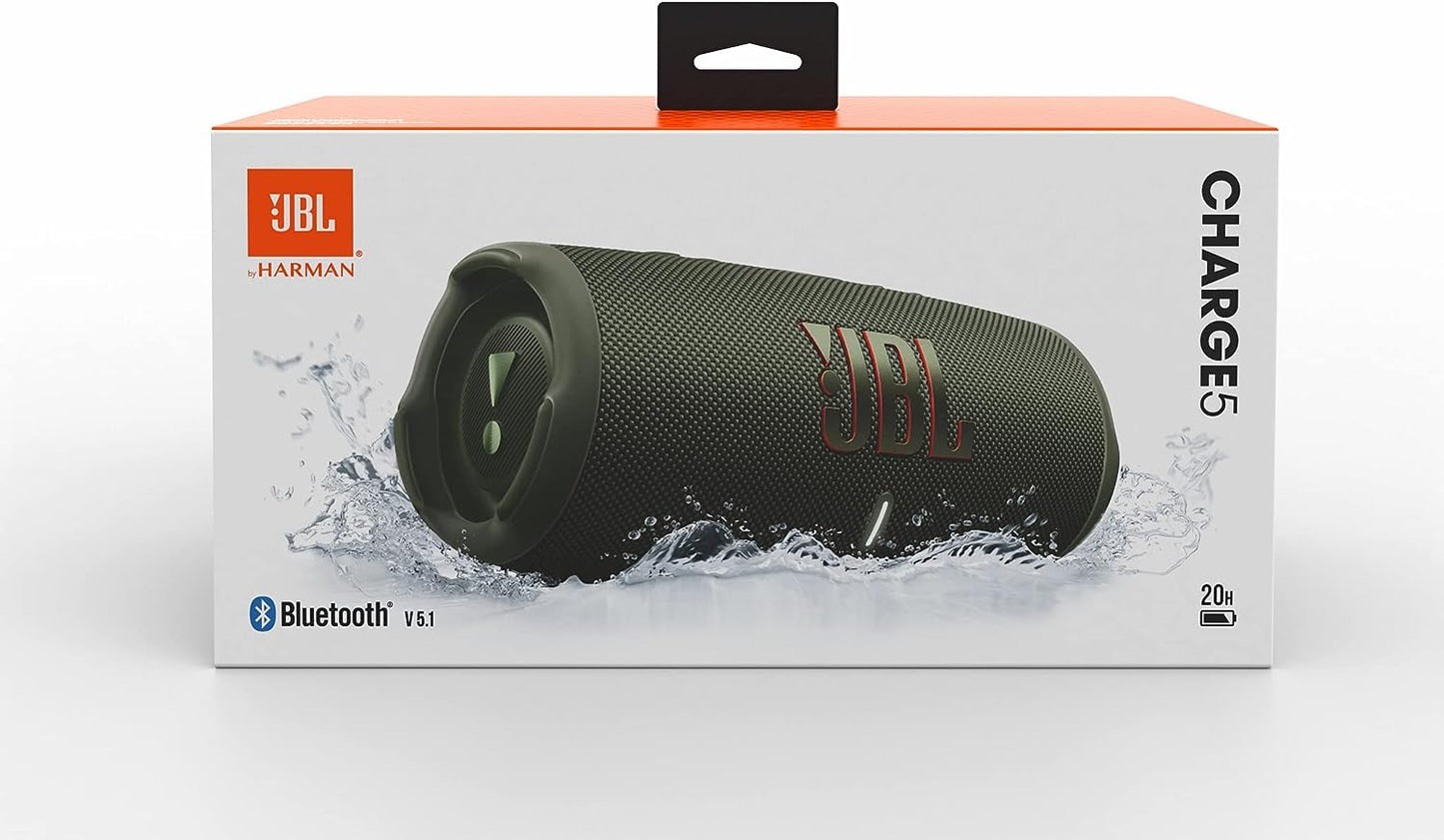 JBL Charge 5 Portable Speaker, Built-In Powerbank, Powerful JBL Pro Sound, Dual Bass Radiators, 20H of Battery, IP67 Waterproof and Dustproof, Wireless Streaming, Dual Connect