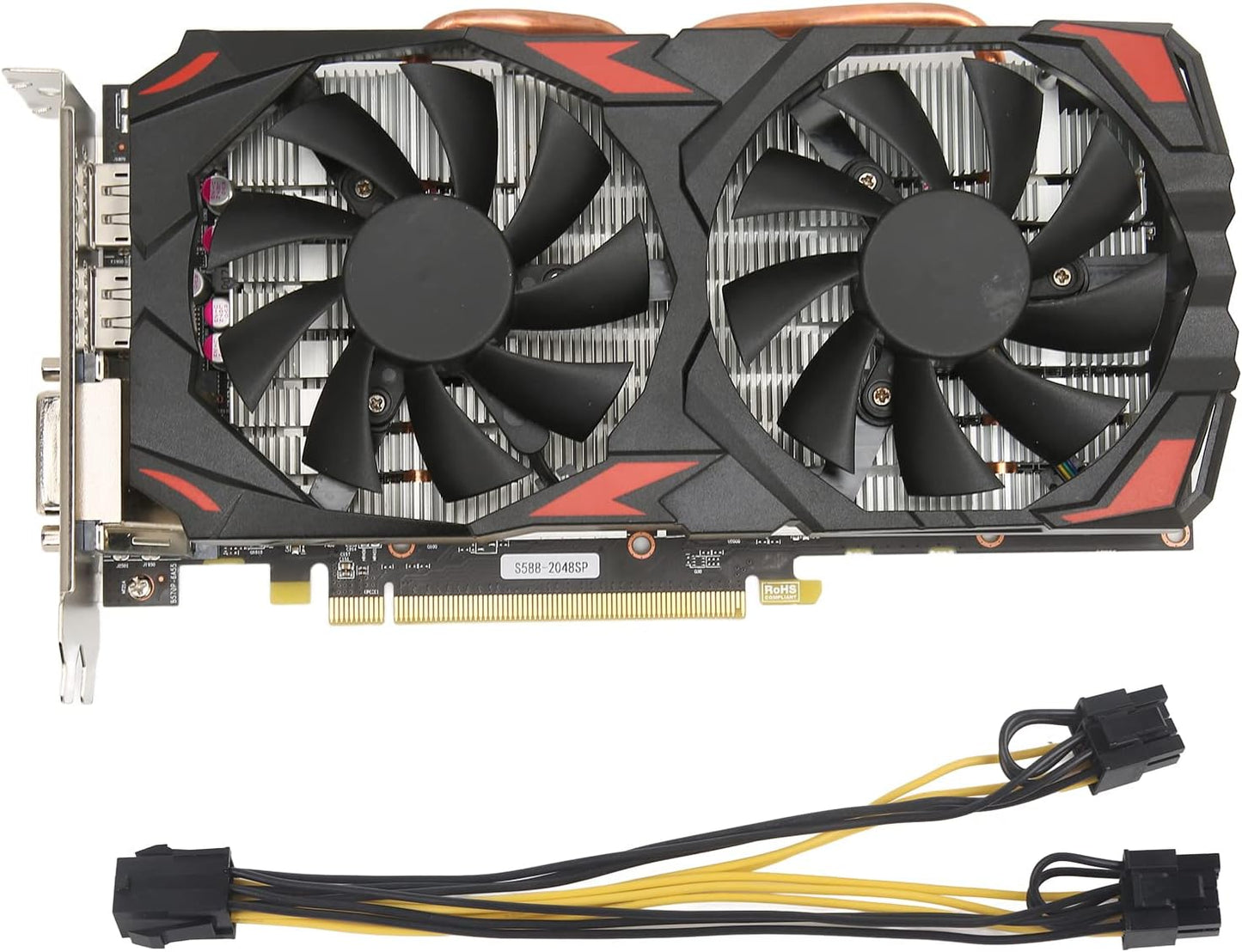 RX 580 Graphics Card 8GB GDDR5 256 Bit, Support Dual Cooling Fans PCI Express 3.0 Gaming Graphics Card Slot, Active Fan Control Freeze Fan Stop for Home Office