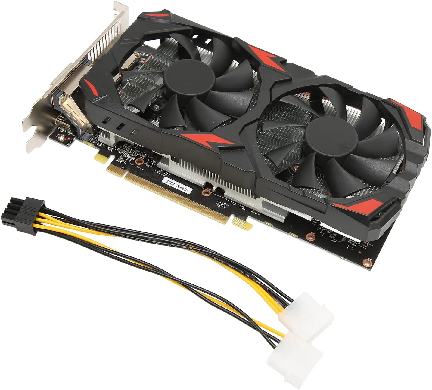 RX 580 Graphics Card 8GB GDDR5 256 Bit, Support Dual Cooling Fans PCI Express 3.0 Gaming Graphics Card Slot, Active Fan Control Freeze Fan Stop for Home Office