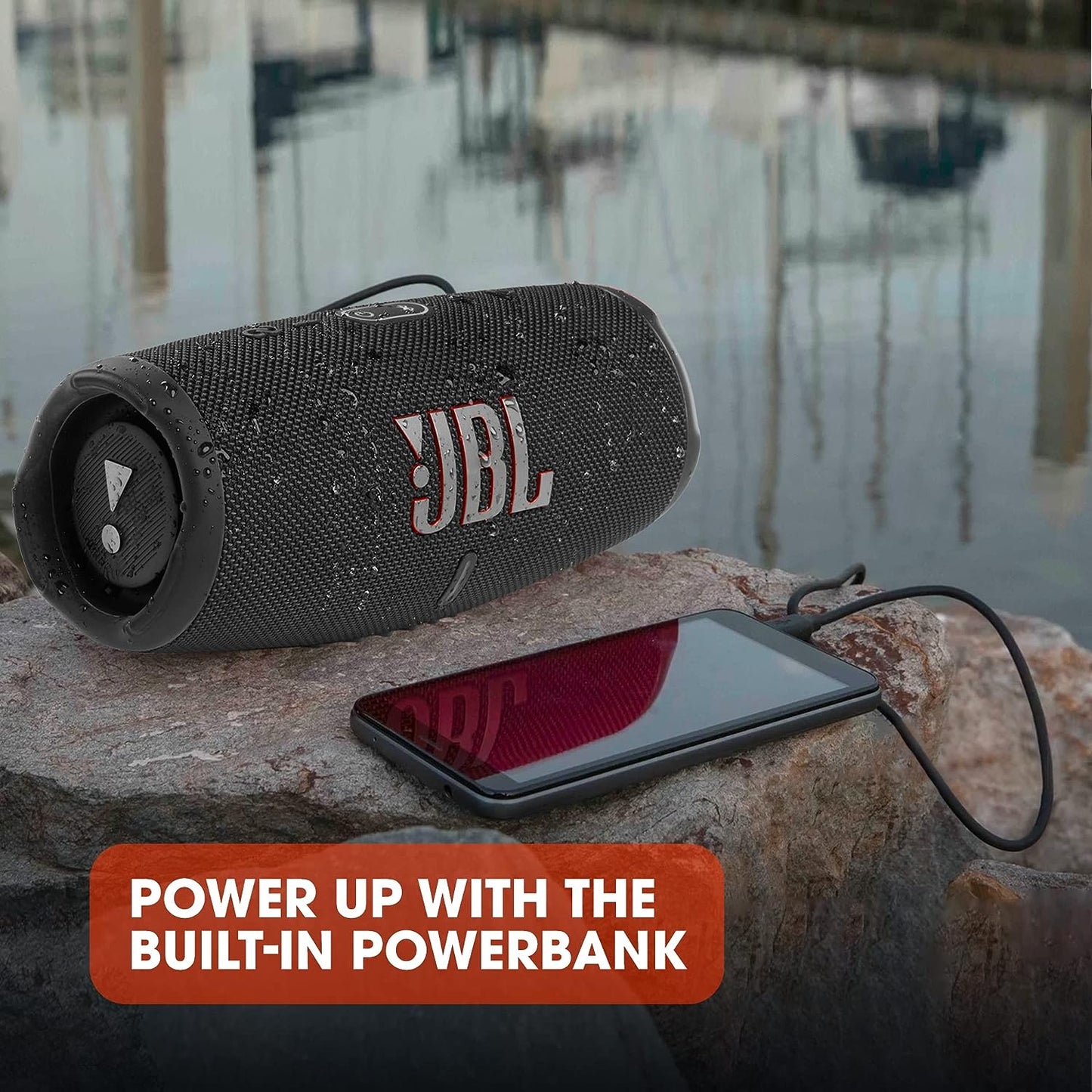 JBL Charge 5 Portable Speaker, Built-In Powerbank, Powerful JBL Pro Sound, Dual Bass Radiators, 20H of Battery, IP67 Waterproof and Dustproof, Wireless Streaming, Dual Connect