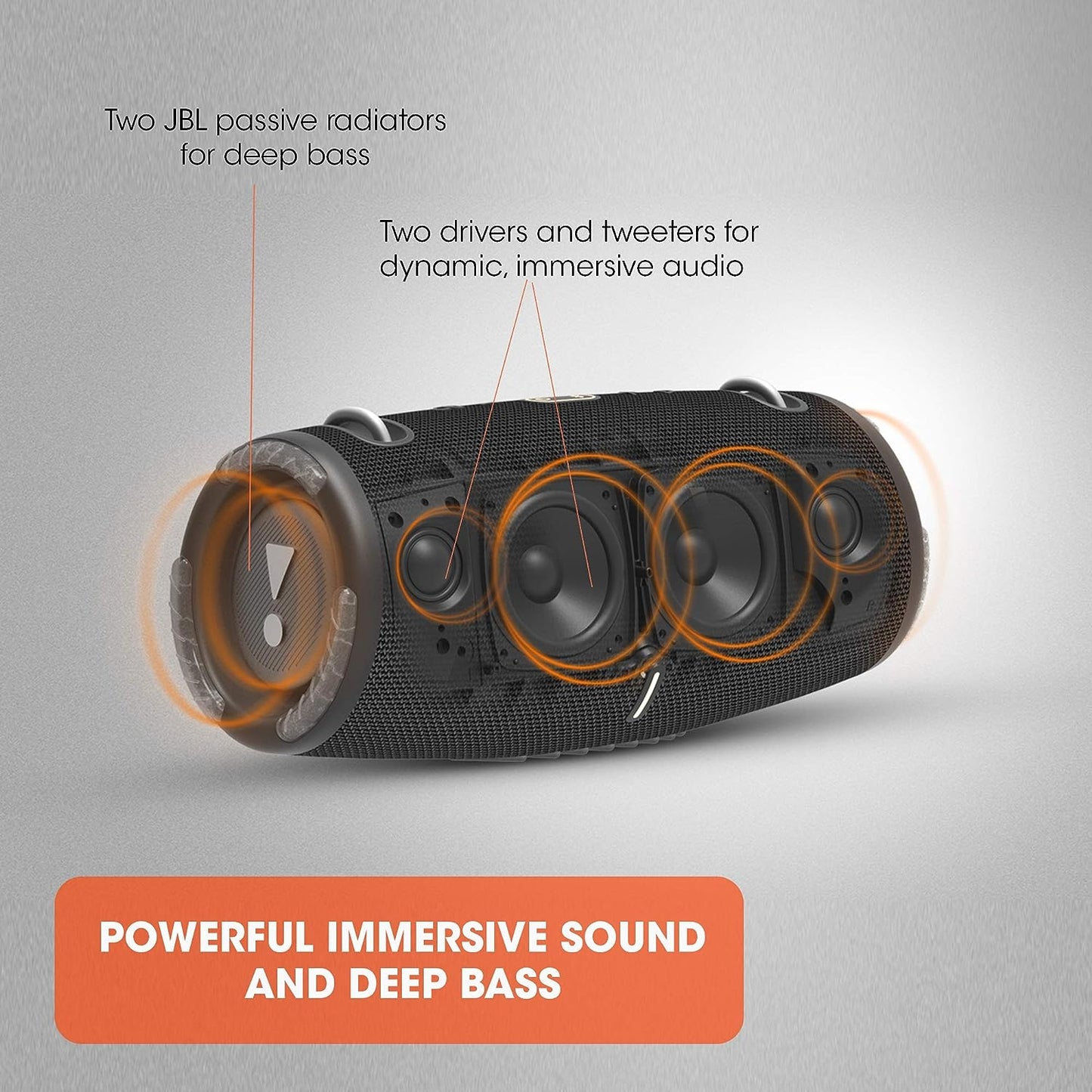 JBL Xtreme 3 Portable Waterproof Speaker With Massive JBL Original Pro Sound, Immersive Deep Bass, 15H Battery, Built-In Charger, Partyboost Enabled, Easy-To-Carry Strap