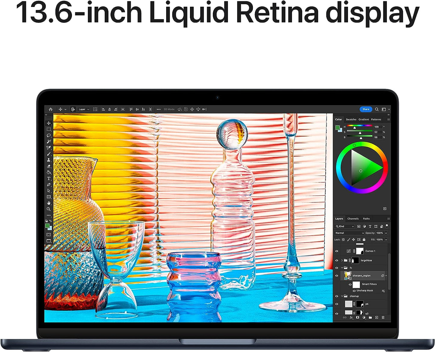 Apple 2022 MacBook Air with M2 chip: 13.6-inch Liquid Retina display, 8GB RAM, 256GB & 512GB SSD storage, 1080p FaceTime HD camera.
