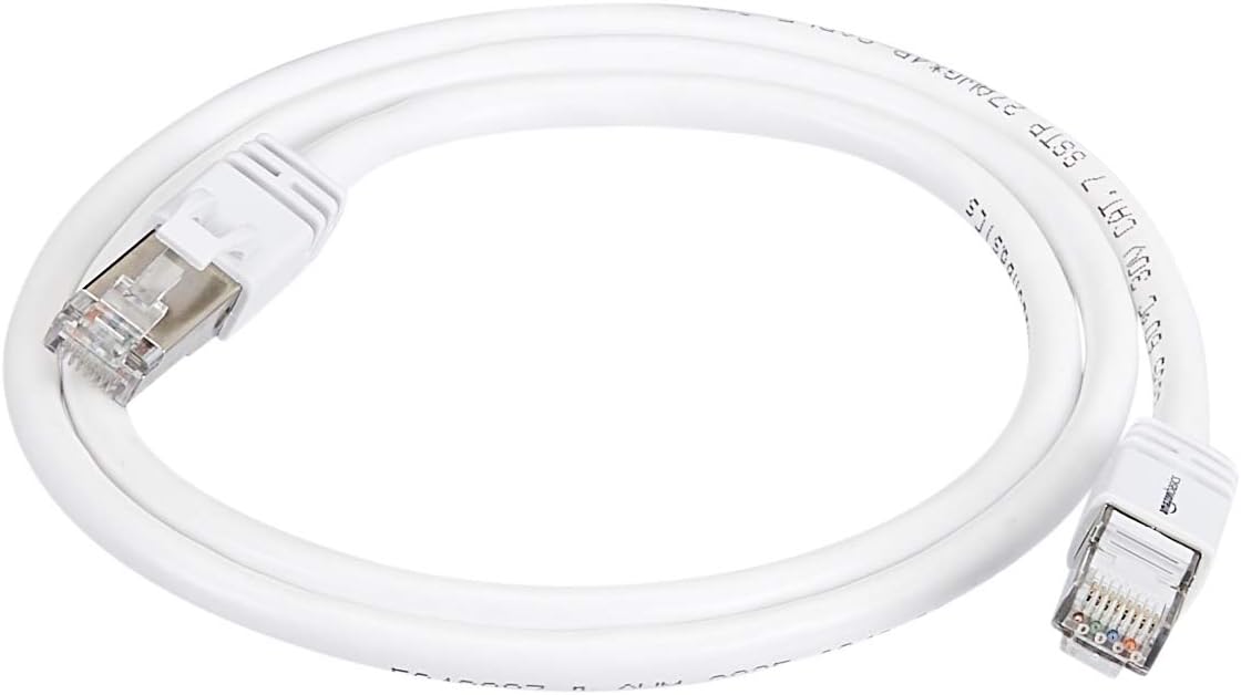 Amazon Basics RJ45 Cat 7 High-Speed Gigabit Ethernet Patch Internet Cable, 10Gbps, 600MHz - White