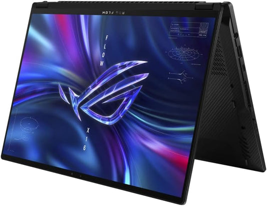 Asus ROG FLOW X16 Gaming laptop 16″ QHD+ 240Hz, 13th gen Intel Core i9-13900H, 16GB DDR5 ram, 1TB SSD, Nvidia Geforce RTX 4060 8GB Graphics, Windows 11, Off Black, Eng-RGB backlit Keyboard