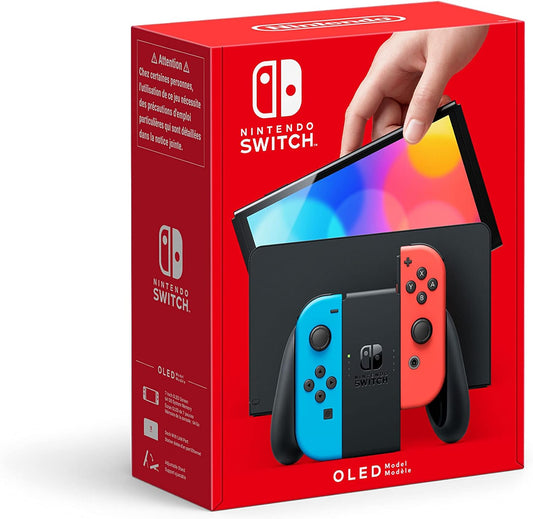 Nintendo Switch (OLED Model), Neon Blue/Neon Red controller, International Version
