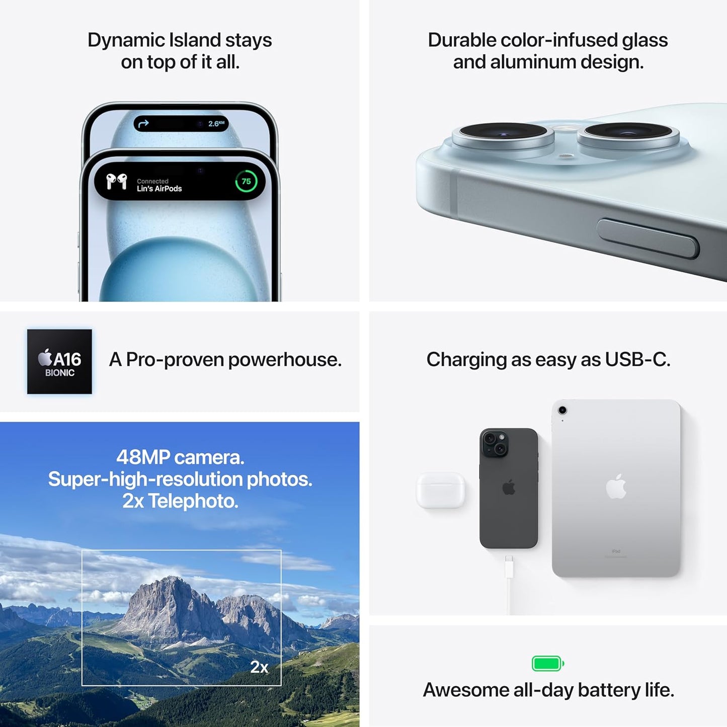 Apple iPhone 15 128GB & 256GB Storages - All Colors
