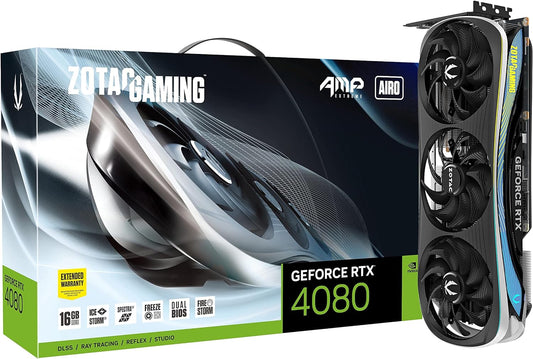 Zotac Gaming GeForce RTX 4080 16GB AMP Extreme AIRO GDDR6X 256-bit 22.4 Gbps PCIE 4.0 Graphics Card, IceStorm 2.0 Advanced Cooling, Spectra 2.0 RGB Lighting, ZT-D40810B-10P